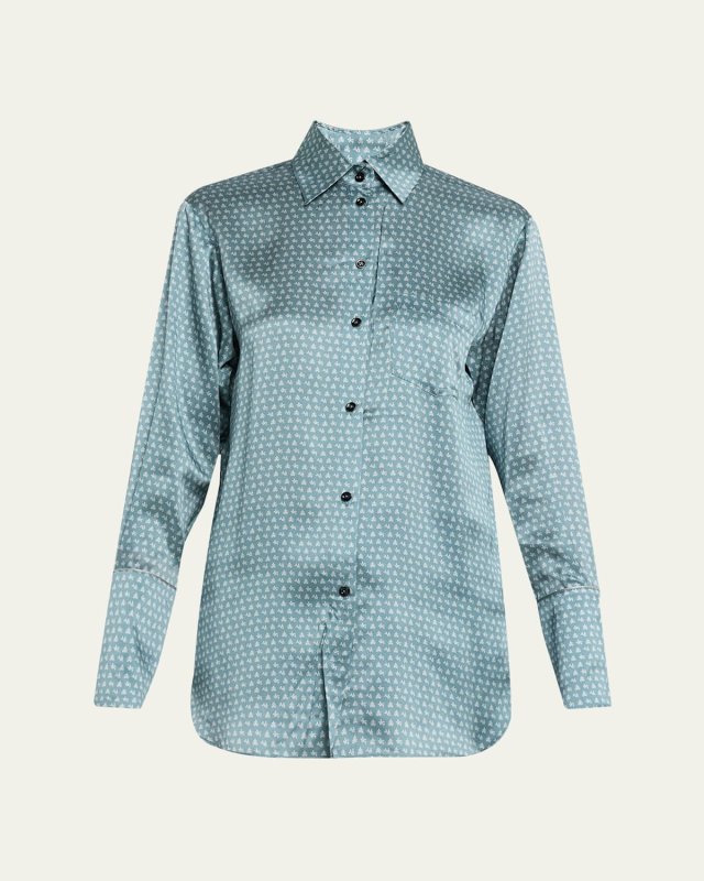 Moi Et Toi Silk Button-Front Nightshirt